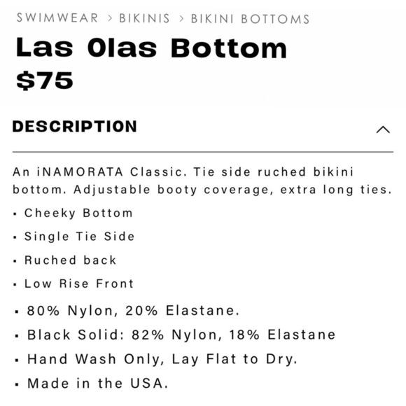 INAMORATA LAS OLAS BOTTOM TIE SIDE RUCHED INKED SAFFRON BIKINI BOTTOMS - Picture 9 of 10